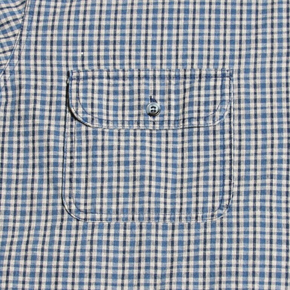 Vintage Plaid Elbow Patch Shirt Button Blue Long Sleeve Large Marciano Guess - Picture 6 of 9